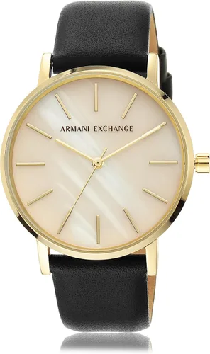 Vista 4 de AX Armani Exchange Reloj para mujer, reloj de tres manecillas para mujer con correa de acero inoxidable o cuero