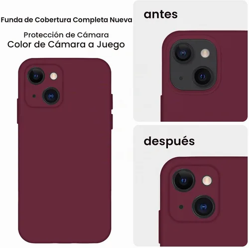Vista 3 de FireNova Funda diseñada para iPhone 13, funda de teléfono de silicona mejorada [protección de cámara] con [2 protectores de pantalla], forro A-Plum
