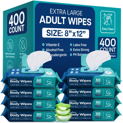 Vista 7 de Toallitas de baño para adultos sin enjuague - Toallitas para adultos para personas mayores 20,3 cm x 30,5 cm (200 unidades) Ducha sin enjuague