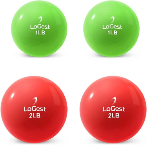 Vista 6 de Logest Par de pelotas de ejercicio de tonificación ponderada, bola medicinal de forma redonda, 1 libra, 2 libras, 3 libras, 4 libras, 5 libras, 6