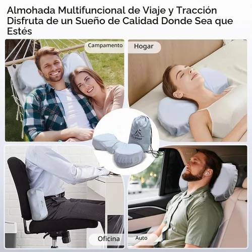 Vista 7 de Almohadas cervicales para el cuello para aliviar la tensión muscular, almohada cervical para dormir de lado, acampar y viajar, almohada de espuma