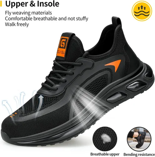 Vista 5 de Zapatos de punta de acero para hombres, zapatos compuestos para hombres de trabajo para mujeres, zapatos de seguridad con punta de acero, ligeros
