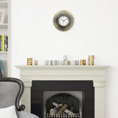 Vista 3 de Reloj de pared pequeño que funciona con pilas, reloj de pared analógico de 10 pulgadas, reloj de pared decorativo con forma de explosión