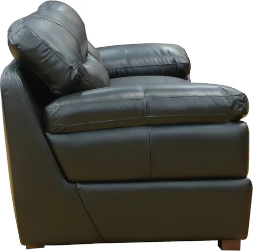 Vista 5 de Sunset Trading Jayson - Sofá negro de cuero de grano superior de 89 pulgadas de ancho, asiento profundo