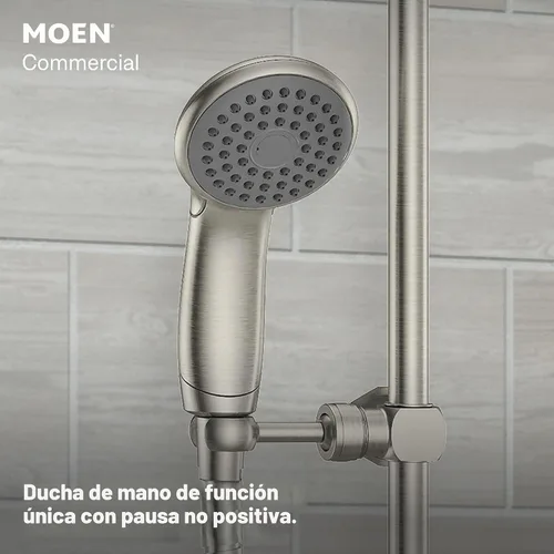 Vista 4 de Moen Sistema de Ducha Comercial Classic Posi Temp con Ducha de Mano para Baño, Válvula Requerida, Acabado Níquel Cepillado, T8342EP15CBN