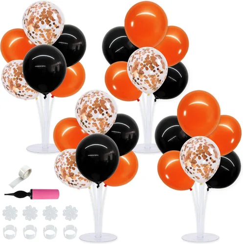 Vista 22 de TONIFUL Juego de 4 centros de mesa de globos de color negro, azul