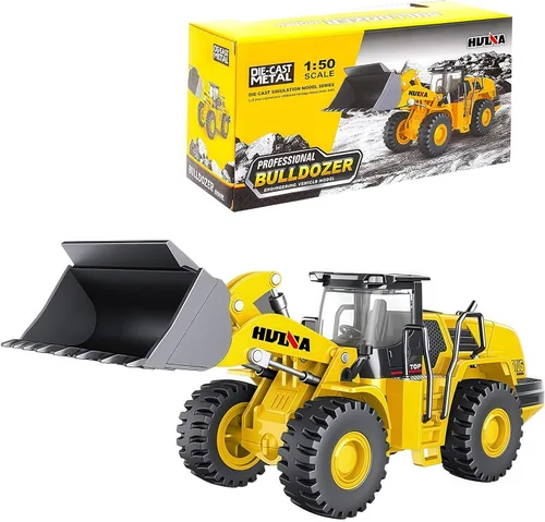 Vista 11 de Retroexcavadora, excavadora, camión, juguetes para niños, 1/50, construcción de vehículos de ingeniería de metal, tractor, colección de modelos
