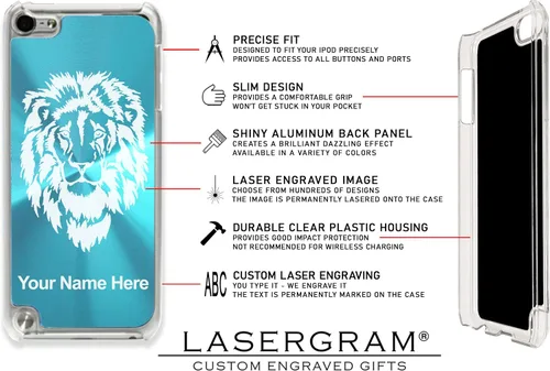 Vista 4 de Funda compatible con iPod Touch 5ª/6ª/7ª generación, unicornio, grabado personalizado incluido (azul claro)