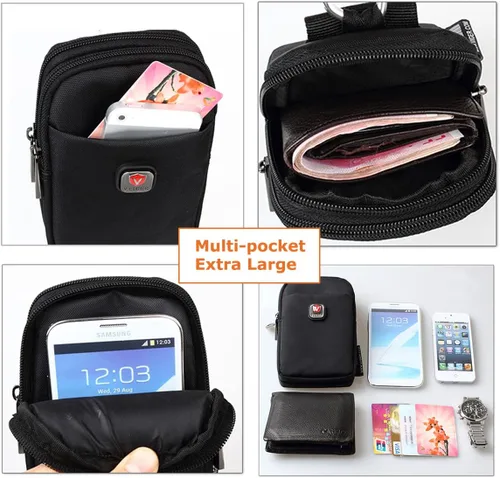 Vista 3 de VIIGER Funda versátil de nailon doble para teléfono celular, funda para cinturón para hombre con clip, bolsa para cinturón para teléfono