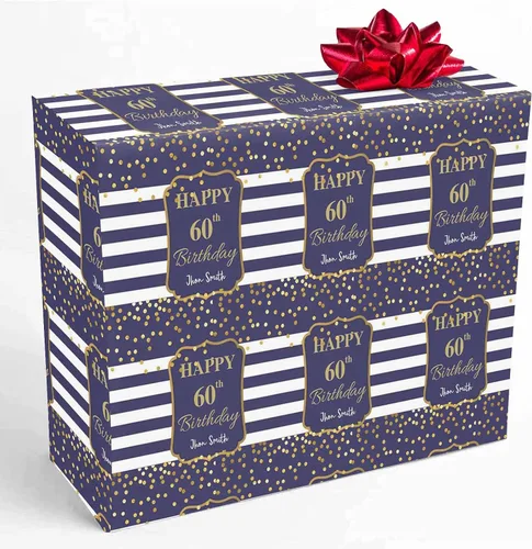 Vista 8 de COLORSFORU Papel de regalo personalizado de feliz cumpleaños con foto de nombre: fabricado en EE. UU., rollo de papel de regalo personalizado, papel