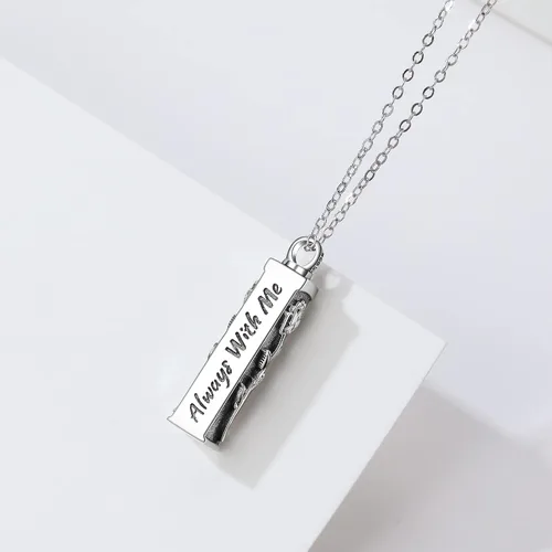 Vista 2 de Collar con colgante de urna de cremación de árbol de la vida celta para mujer, plata de ley US1