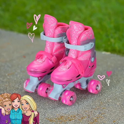 Vista 5 de Barbie 2in1 Kids Roller Skates, Transform from Quads to Inlines Skates, Durable Hardshell Boot, LED Wheels for Quads and Inlines, ABEC-7 Carbon