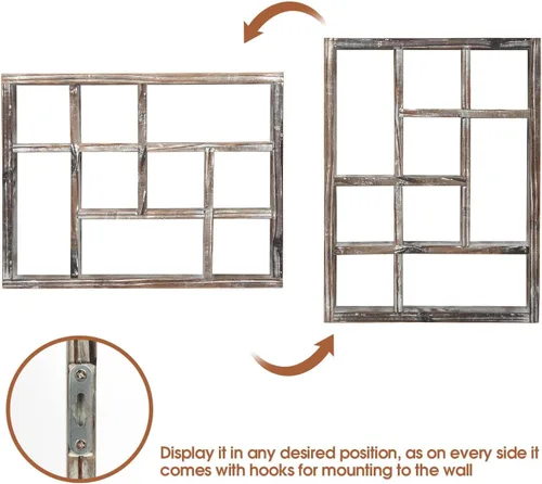 Vista 6 de J JACKCUBE DESIGN MK570A - Estante rústico multiranura, con 9 compartimentos, caja de sombra para montaje en pared, para colección, estuche cuadrado