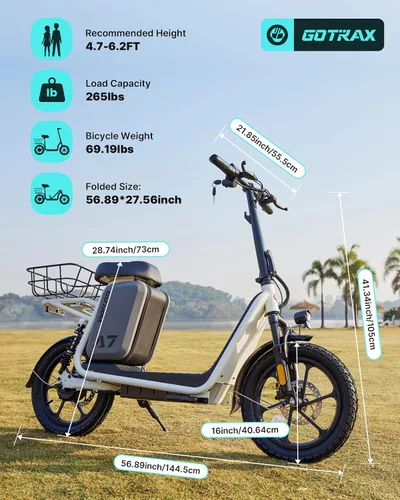 Vista 7 de Gotrax 12"/14"/16" Electric Scooter with Seat for Adults&Teens, Max 25Miles Negro