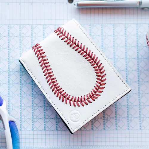 Vista 7 de Billetera de cuero de béisbol para hombre de Pro Style Sports, Blanco