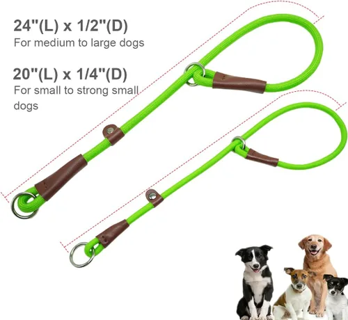Vista 17 de MayPaw Collar ajustable de cuerda de nailon para entrenamiento de perros, collares de perro Martingala redondos sin tirones para perros pequeños