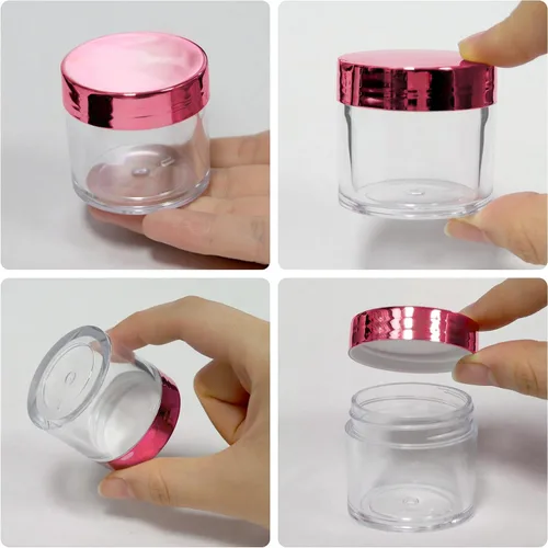 Vista 3 de Beauticom 12 recipientes transparentes redondos de acrílico de 1 onza con tapa superior plana, para cremas, lociones, maquillajes, cosméticos