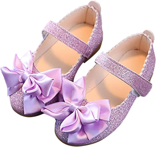 Vista 3 de Zapatos de dama de honor con purpurina para bailarina, zapatos de vestir para niñas recién nacidas, zapatos de vestir para niñas pequeñas