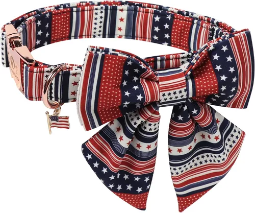 Vista 18 de DOGWONG Collar de otoño para perro con lazo, collar de moño para perro de Acción de Gracias, collar ajustable de algodón de otoño con hoja de arce