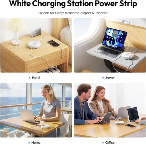 Vista 13 de Regleta de alimentación de viaje, NTONPOWER 3 tomas de corriente 3 USB (1 USB C) Regleta de alimentación aprobada para cruceros, cable de extensión