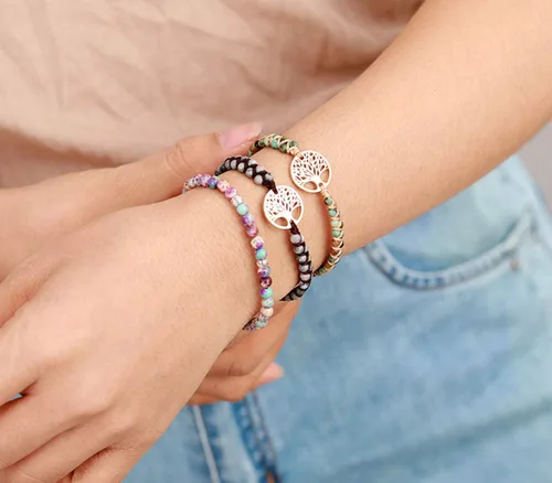 Vista 126 de ZOSOJONA - Pulseras bohemias hechas a mano de piedra natural, que dan vuelta, con cuentas de cristal de turquesa