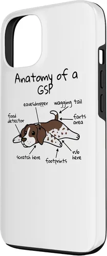 Vista 2 de iPhone 13 Anatomía de una funda de perro puntero alemán de pelo corto