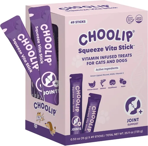 Vista 14 de Choolip Golosinas Vita Stick para lamer para gatos y perros, paquete de variedad de apoyo cerebral de 49 unidades, pollo y atún con DHA, CoQ10