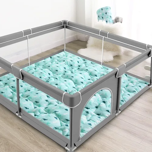 Vista 6 de Alfombra de juego para bebés para niños y niñas, alfombra de juego de bebé de 50 x 50 pulgadas para corral, alfombra de juego de gatear de una pieza