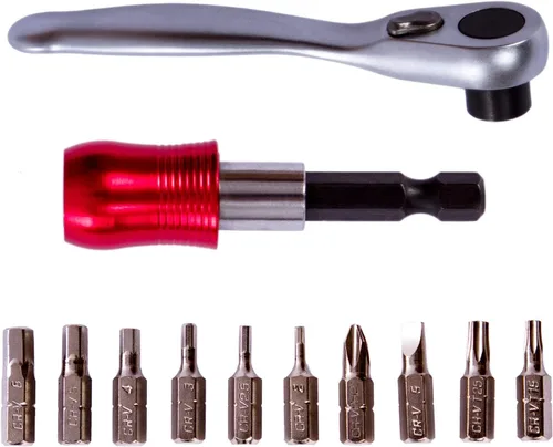 Vista 4 de YBEKI Kit de herramientas de reparación de bicicletas, multiherramienta profesional para bicicleta con llave de trinquete, 10 puntas de precisión