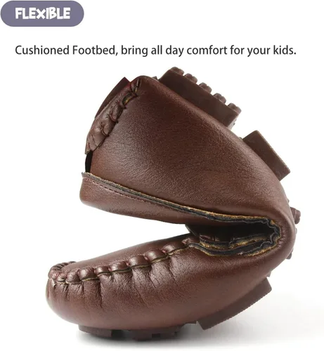 Vista 4 de Samilor Zapatos de vestir para niños, zapatos de vestir para niños, mocasines informales, mocasines estilo mocasín, zapatos de conductor para niños