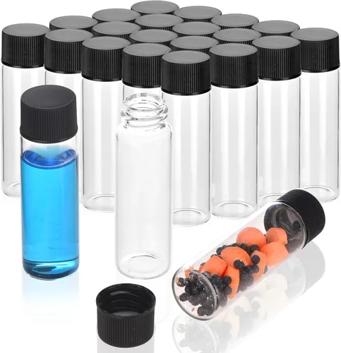 Vista 8 de BIGLEE 100 piezas de pequeños viales de vidrio con tapas de rosca (ámbar, 8 ml)
