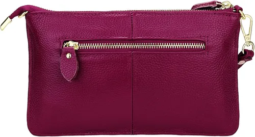 Vista 4 de Uromee Cartera de mano para mujer, de piel auténtica, con cadena de hombro desmontable