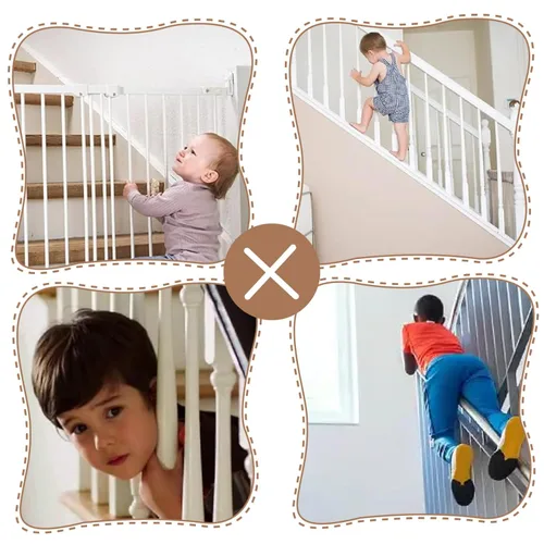 Vista 5 de Puerta de bebé para escaleras, puerta de escalera resistente de 9.8 x 30.7 pulgadas, red de seguridad impermeable para mascotas y niños, protector
