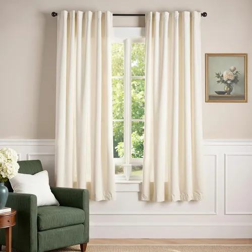 Vista 12 de Lazzzy - Cortinas de terciopelo blanco de 63 pulgadas de largo para sala de estar o dormitorio, cortinas con filtro de luz, aislación térmica