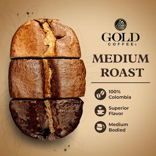 Vista 3 de Gold Coffee Co. Premium Colombia Huila - Café colombiano 100% molido de tostado medio, notas de caramelo, azúcar morena, manzana verde, 12 onzas