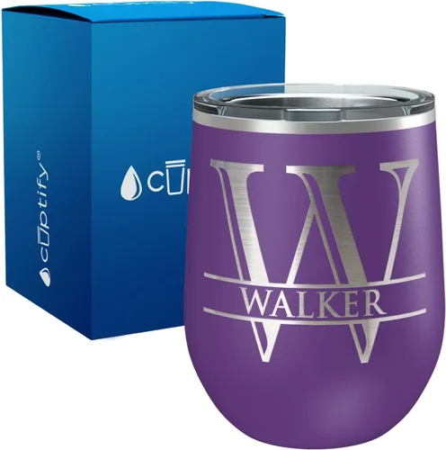 Vista 43 de Vaso personalizado de regalo de cumpleaños para mujeres y hombres, con monograma de escritura dividida, inicial y nombre grabado en negro, taza