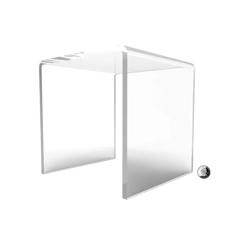 Vista 7 de FixtureDisplays® One Riser Combo - Cubo de 2 pulgadas de 3 caras con pedestal de plexiglás negro Lucite acrílico, accesorios para exhibición