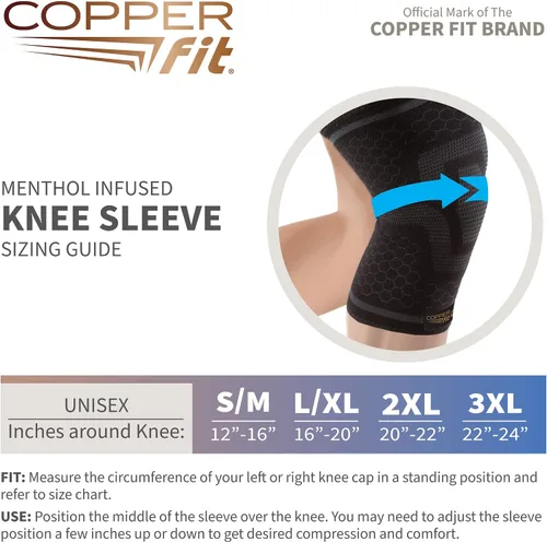 Vista 4 de Rodillera de compresión de cobre Copper Fit ICE infundida con mentol