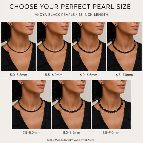 Vista 4 de The Pearl Source Real Japanese Akoya Pearl Necklace for Women, Genuine Cultured Akoya Pearls, Fine Jewelry Gift