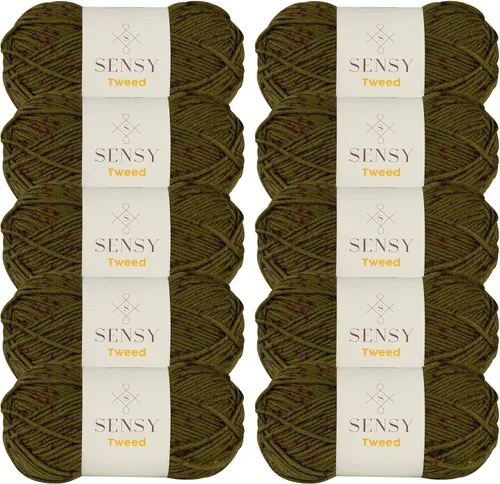 Vista 13 de S Sensy Tweed - Hilo mediano calibre acrílico #4 de primera calidad, color azul, 213 yardas, 4 onzas