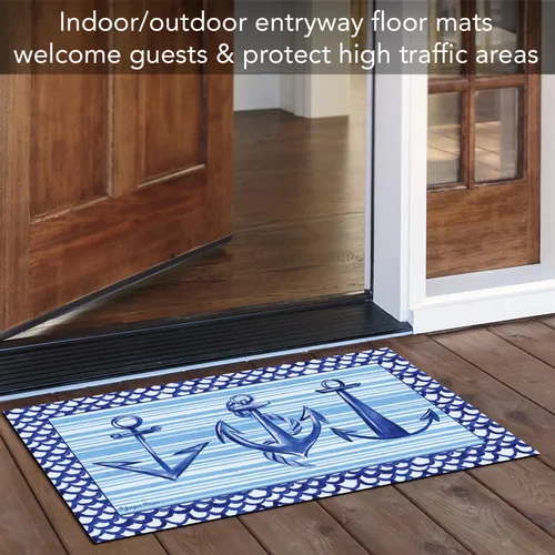 Vista 5 de Counterart Anchors Away - Tapete de entrada para interiores y exteriores fabricado en los Estados Unidos de bajo perfil, parte trasera de goma