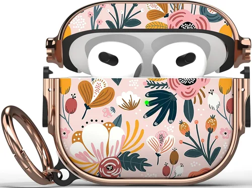 Vista 8 de Maxjoy Funda para AirPods 3 con Cerradura, Funda para AirPod 3 con Cerradura de Flores Protectora Rígida para AirPod de 3ª Generación para Mujeres