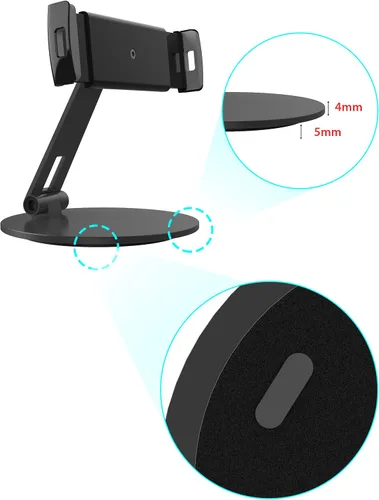 Vista 3 de Stouchi Soporte para iPad 12.9, soporte de tableta con base giratoria 360 grados para iPad Pro y Surface Pro, soporte de escritorio ajustable