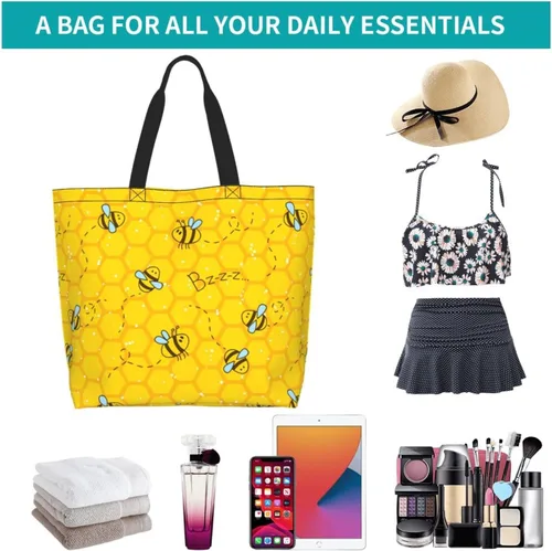 Vista 6 de Bolsa de mano para mujer, bolsa de playa grande, reutilizable, bolsa de comestibles, bolsa de hombro casual, bolsa de mano para compras, viajes