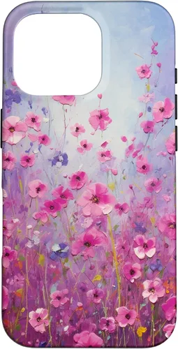 Vista 20 de Happy Pink Flowers Painting Field Purple Colors Case for iPhone 17