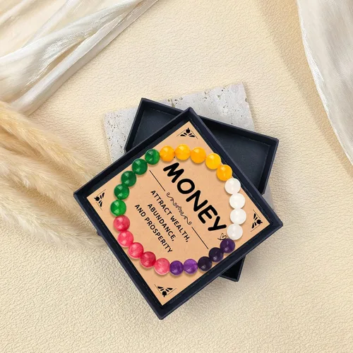 Vista 7 de Money Wealth Success Pulsera de protección para hombres y mujeres, 0.315 in, piedra natural, jade y citrino, ágata de la suerte, pulsera