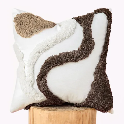 Vista 20 de lifein Fundas de almohada de 18 x 18 pulgadas, fundas de almohada copetudas de jacquard bohemio, fundas de almohada decorativas para casa de campo