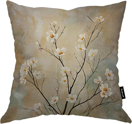 Vista 13 de Fundas de almohada de pintura artística, líneas abstractas amarillas y grises, fundas de almohada suaves, funda de cojín para sala de estar, cama