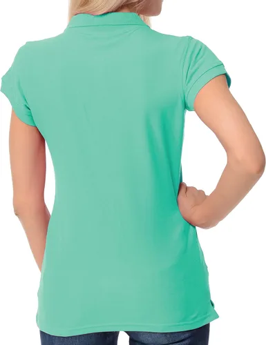 Vista 4 de FRESH TEE Polo piqué regular de manga corta para mujer (2XL, verde menta), Verde (Mint Green)