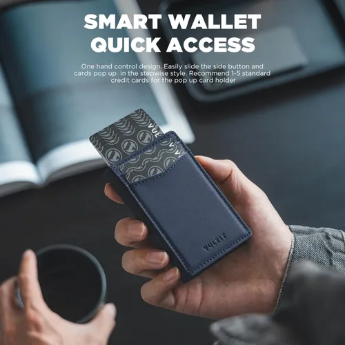 Vista 8 de VULKIT Billeteras delgadas para hombre, con bloqueo RFID, diseño minimalista con capacidad para hasta 11 tarjetas, Negro -, Minimalista